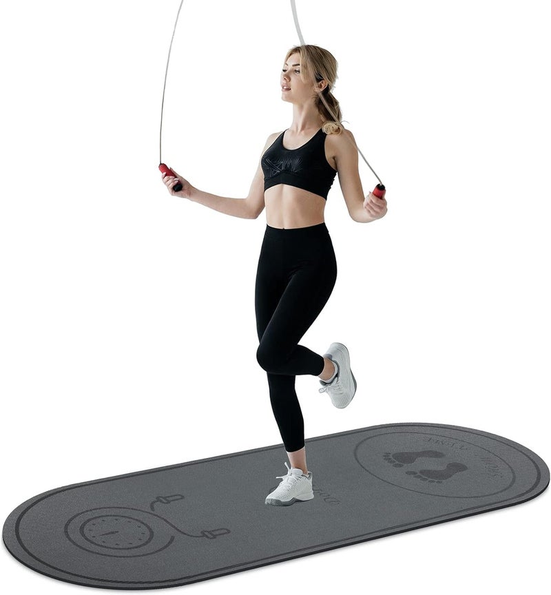 dofopo Jump Rope Mat 71"/63"x24" Larger Non-Slip Indoor Outdoor Exercise Fitness Mat, High-Density Workout Shock Absorption for Home Gym Flooring Concrete Jumping Rope - Image 1